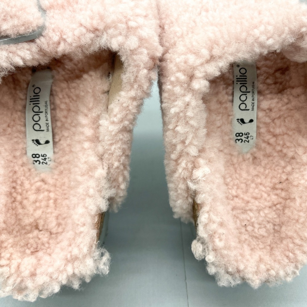 Birkenstock Papillio Womens 7‎ Arizona Sandals Shoes Pink Fuzzy Platform Slide - Picture 9 of 12